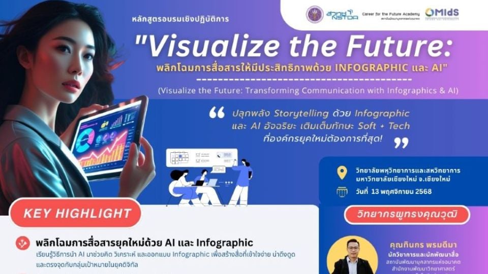 สวทช. ชวนอบรม “Visualize the Future” พลิกโฉมการสื่อสารด้วย Infographic และ AI