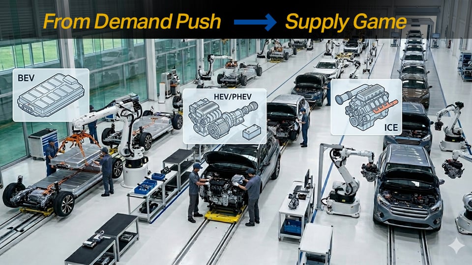EV ไทยเข้าสู่ยุค HEV Dominance? วิเคราะห์โครงสร้างตลาดและกลยุทธ์ธุรกิจยานยนต์ 