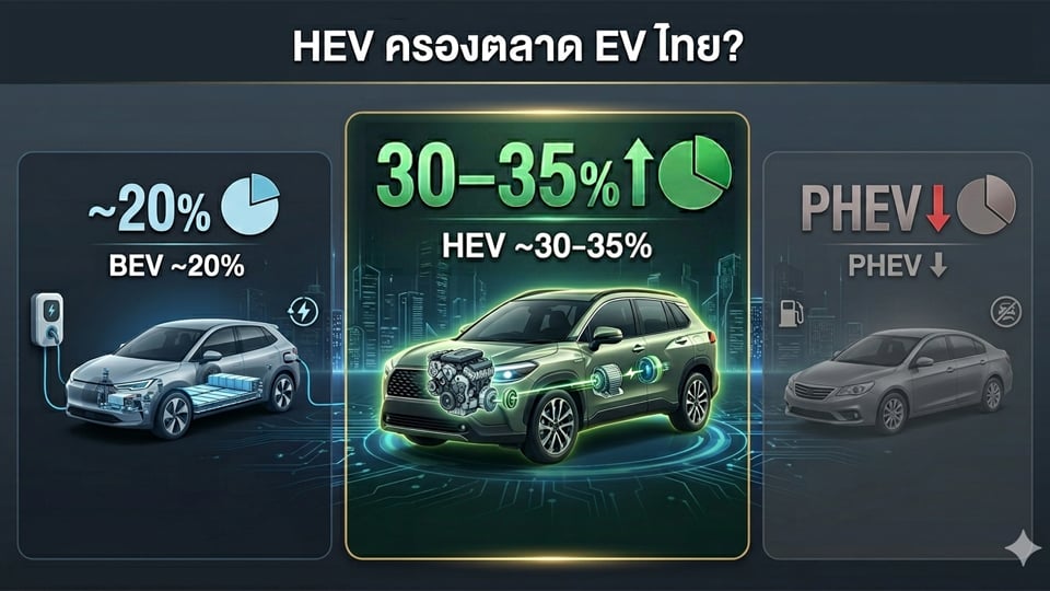 EV ไทยเข้าสู่ยุค HEV Dominance? วิเคราะห์โครงสร้างตลาดและกลยุทธ์ธุรกิจยานยนต์