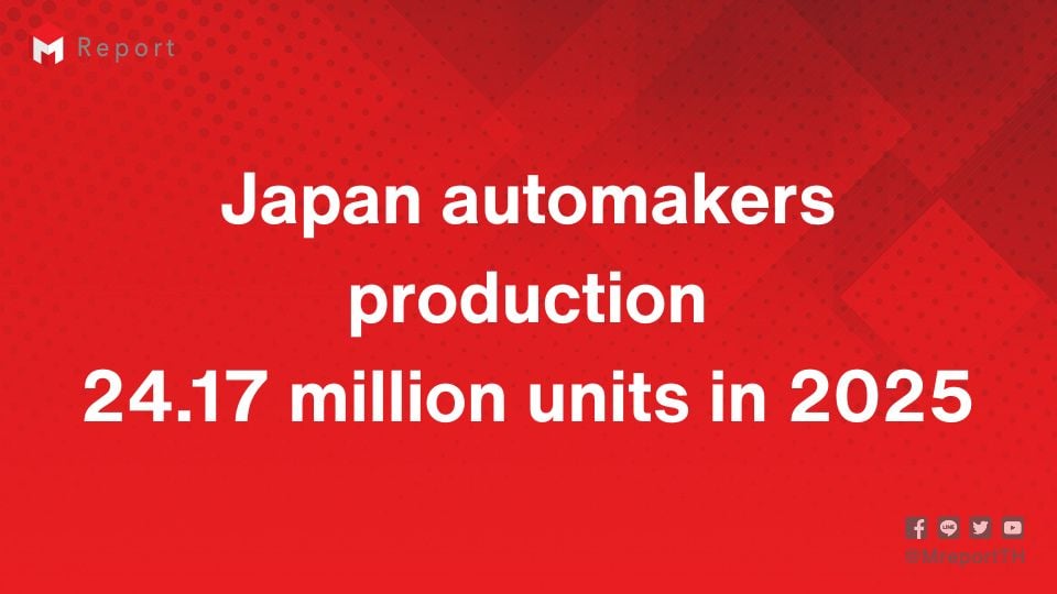 การผลิตรถยนต์ญี่ปุ่น 8 ค่ายปี 2025 โต 0.4% แตะ 24.17 ล้านคัน Suzuki แซง Honda