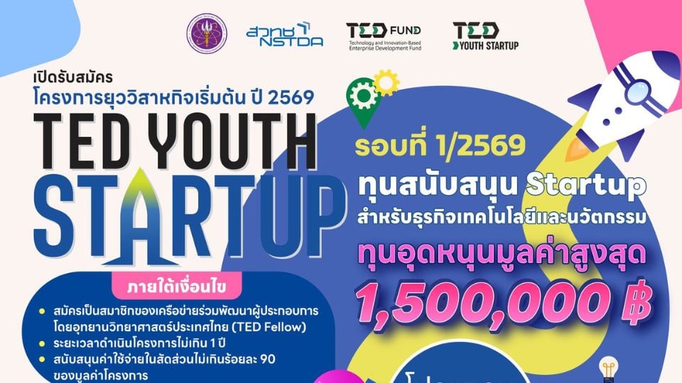 TED Youth Startup 2026 เปิดรับสตาร์ทอัปไทย รับทุนสนับสนุนสูงสุด 1.5 ล้านบาท