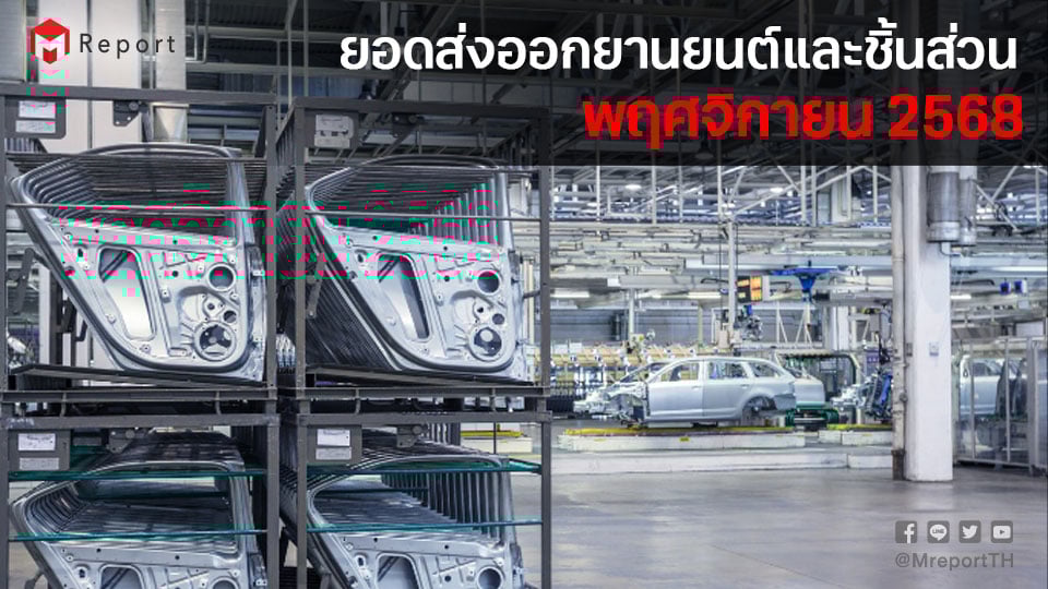 ส่งออกรถยนต์ไทย พ.ย. 2568 ลด 12% หลังยุติผลิตรถยนต์ ICE บางรุ่น