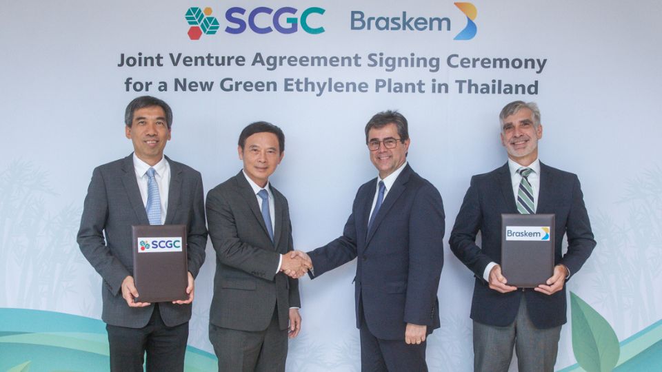 SCG Chemicals, SCGC Advances in Green Business through Joint Venture Establishment with Braskem for a Green Ethylene Production in Thailand for Commercialization in Asia and Global Market.