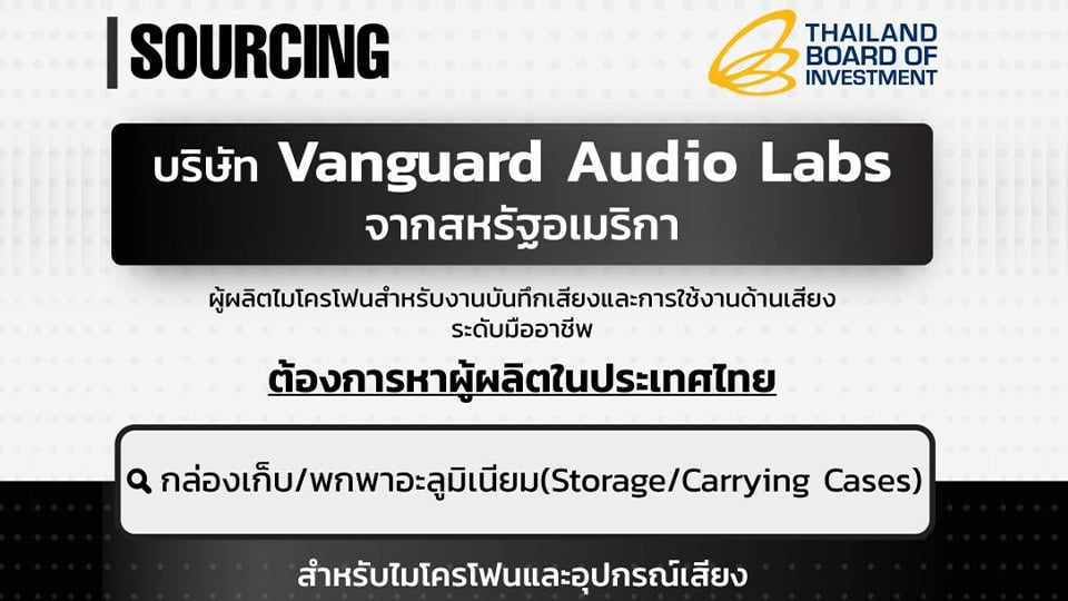 Vanguard Audio Labs มองหาผู้ผลิตไทย ผลิตกล่องอะลูมิเนียมสำหรับไมโครโฟน