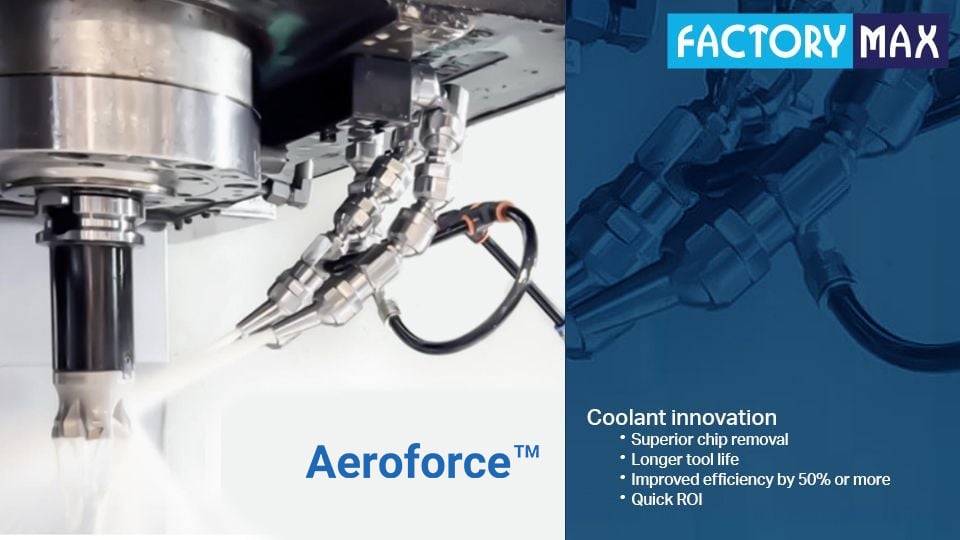 Aeroforce™ – ระบบขจัดเศษโลหะและส่งสารหล่อเย็นความเร็วสูงสำหรับงาน CNC