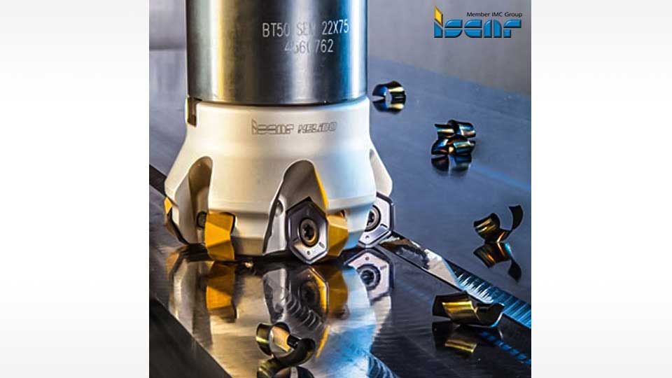 ISCAR HELIDO 1200 UPFEED LINE เม็ดมีดกัดมิลลิ่งความเร็วปานกลาง สำหรับงานกัดผิวราบ และสามารถกัดงานที่ใกล้กับผนังบ่าฉาก
