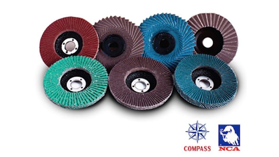 Solimac group จานทราย ผ้าทราย กระดาษทราย “COMPASS” และ “NCA” Abrasives Flap Disc