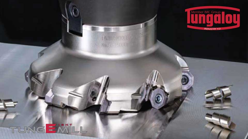 TungEight-Mill หัวกัดปาดหน้า พร้อมเม็ดมีดมุมบวก 8 คมตัด เพื่อแรงตัดเฉือนต่ำ