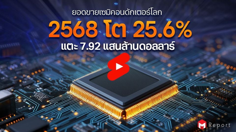 ยอดขายเซมิคอนดักเตอร์โลกปี 2568 โต 25.6% แตะ 7.92 แสนล้านดอลลาร์ | SIA คาดปี 2569 ใกล้ 1 ล้านล้าน