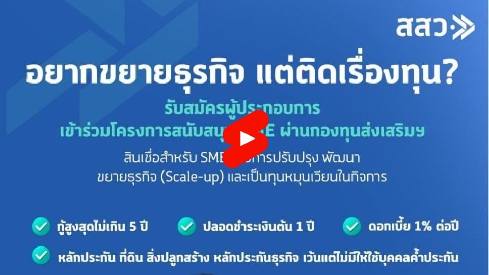 สสว. ปล่อยกองทุน SME 1,200 ล้าน ดอกเบี้ย 1% นาน 5 ปี เปิดลงทะเบียน 5 พ.ค. 2569