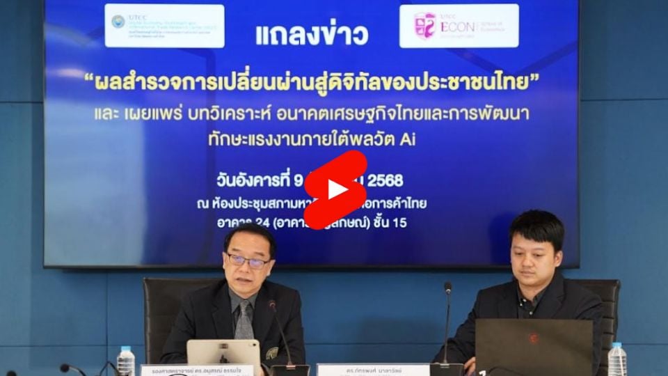 ดัชนีดิจิทัลชี้ ไทยเข้าถึงเทคโนโลยีสูงสุดอาเซียน แต่ Productive AI ยังต่ำกว่ามาตรฐานโลก